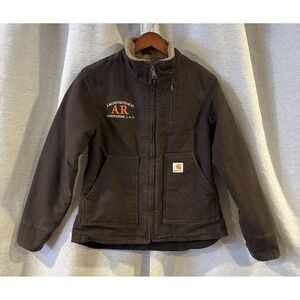 Carhartt Canyon Coat Sherpa Lined Duck Chore Work Jacket Womens Small Emboridred